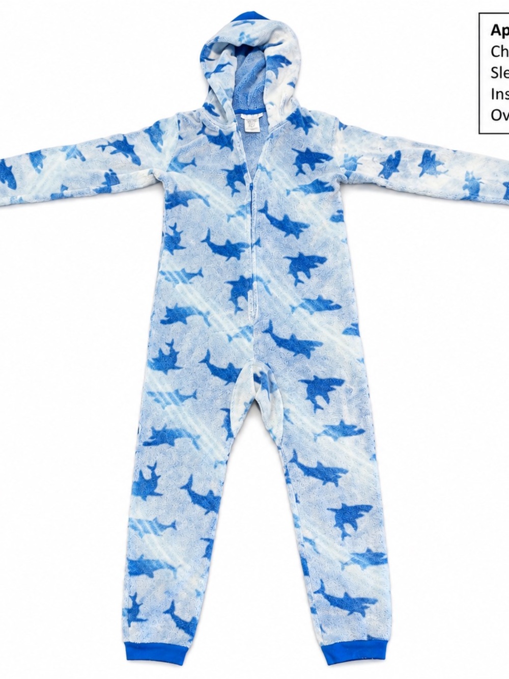 Saint Eve Kids Shark Hooded Fleece One Piece Pajamas L 14/16